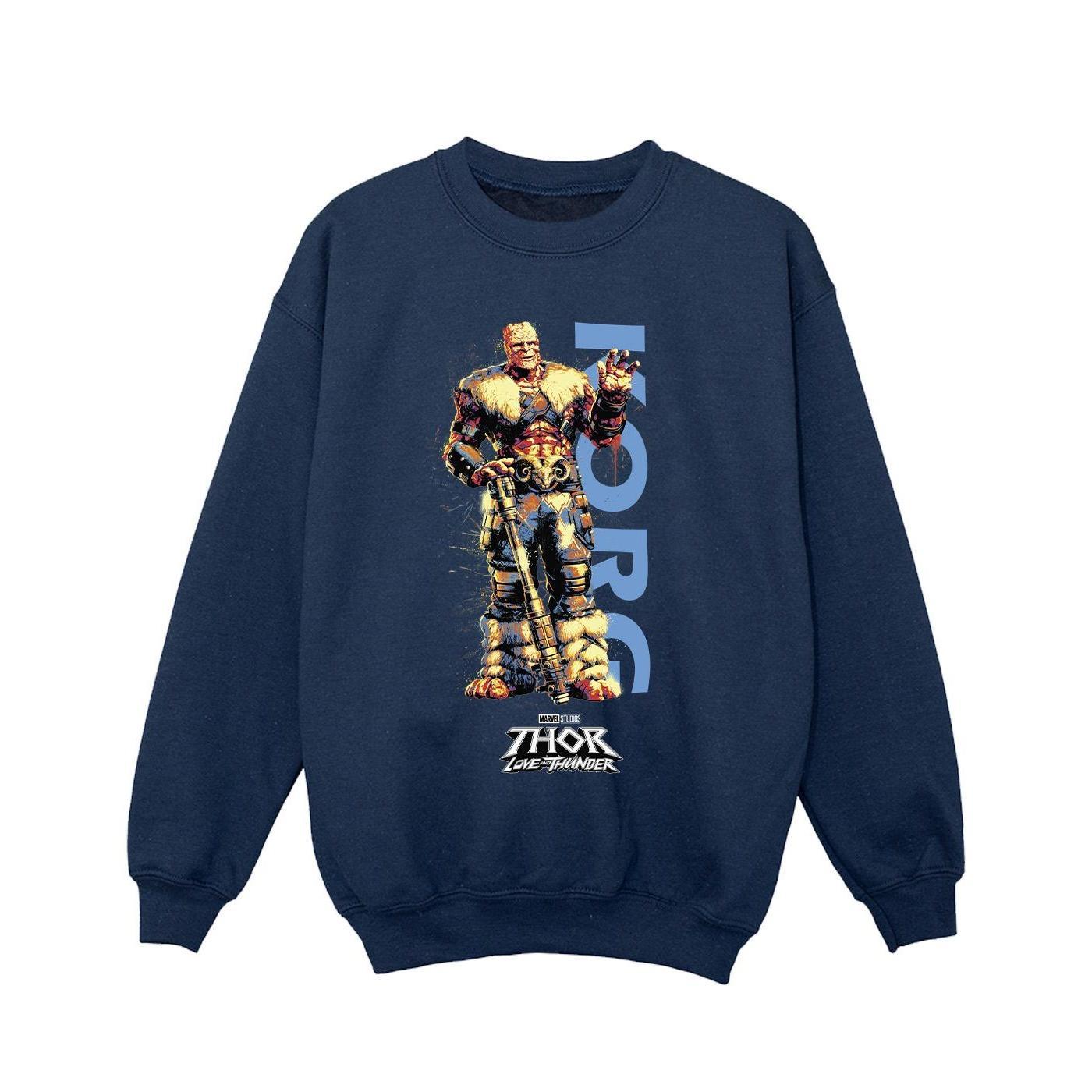 Marvel Girls Thor Love And Thunder Korg Wave Sweatshirt (Navy Blue) (5-6 Years)