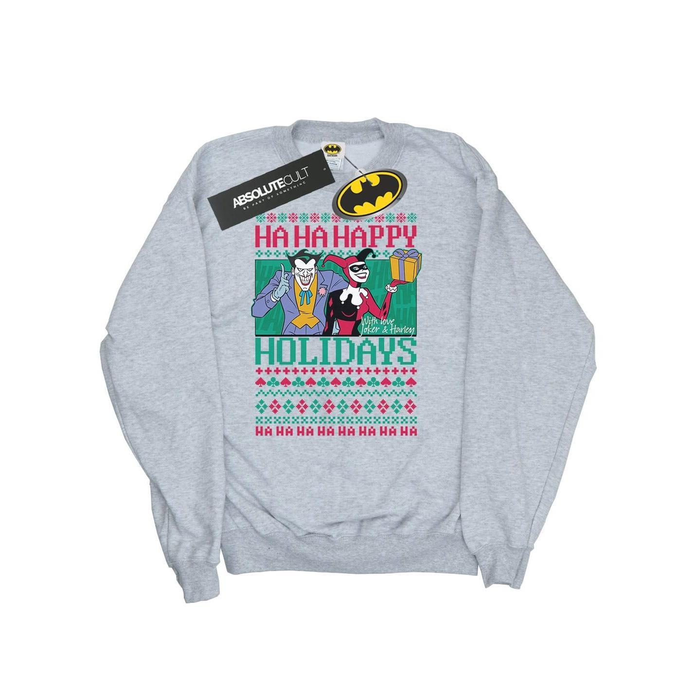 DC Comics Girls Joker And Harley Quinn Ha Ha Happy Holidays Sweatshirt (Sports Grey) (9-11 Years)