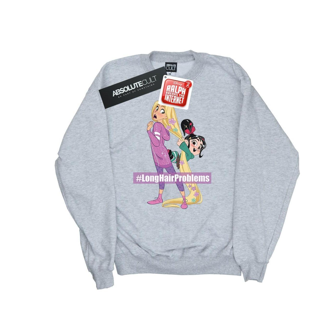 Disney Girls Wreck It Ralph Rapunzel And Vanellope Sweatshirt (Sports Grey) (12-13 Years)