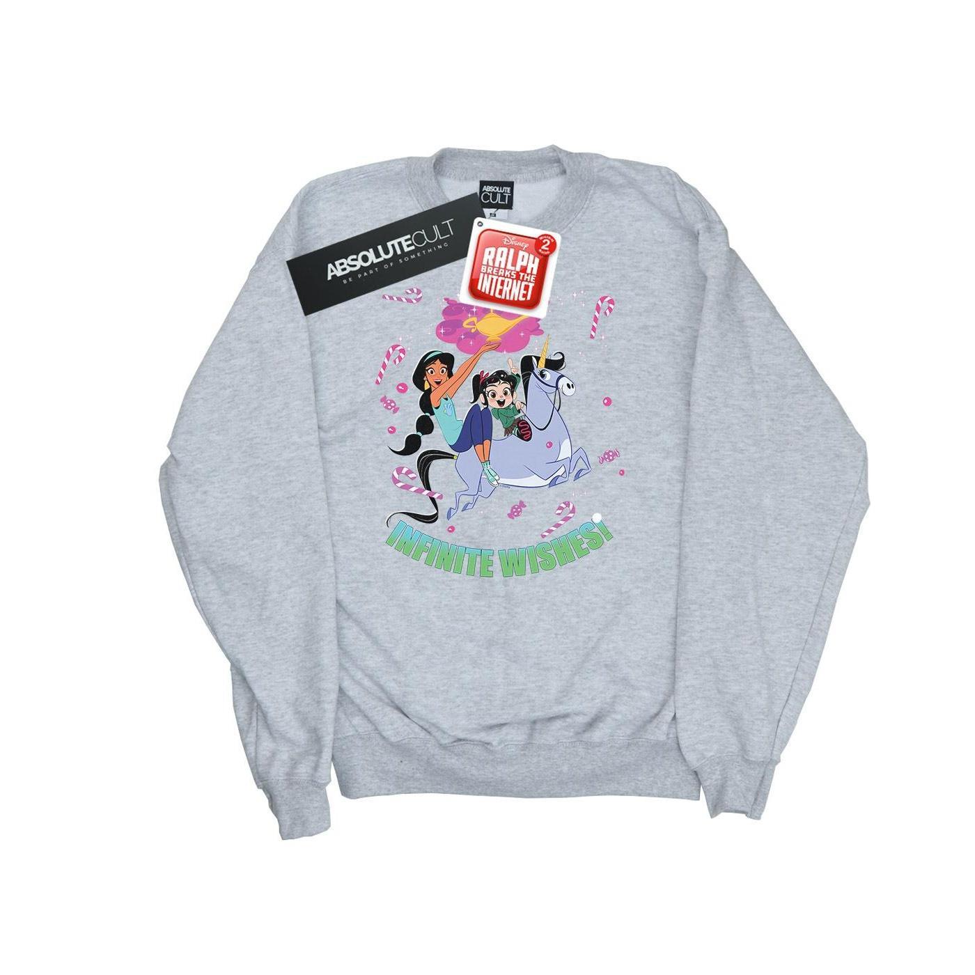 Disney Girls Wreck It Ralph Jasmine And Vanellope Sweatshirt (Sports Grey) (9-11 Years)
