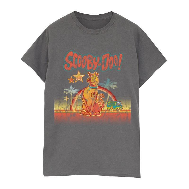 Scooby Doo Womens/Ladies Palm Trees Cotton Boyfriend T-Shirt (Charcoal) (M)