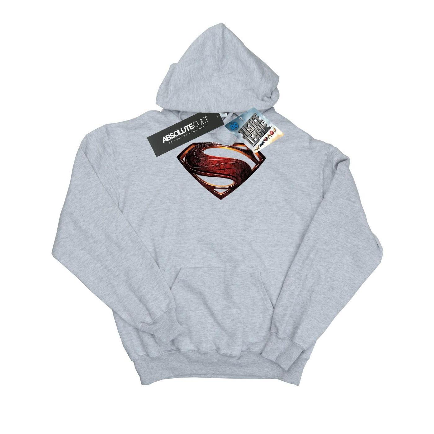 DC Comics Boys Justice League Movie Superman Emblem Hoodie (Sports Grey) (7-8 Years)