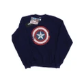 Marvel Womens/Ladies Captain America Civil War Distressed Shield Sweatshirt (Navy Blue) (XL)