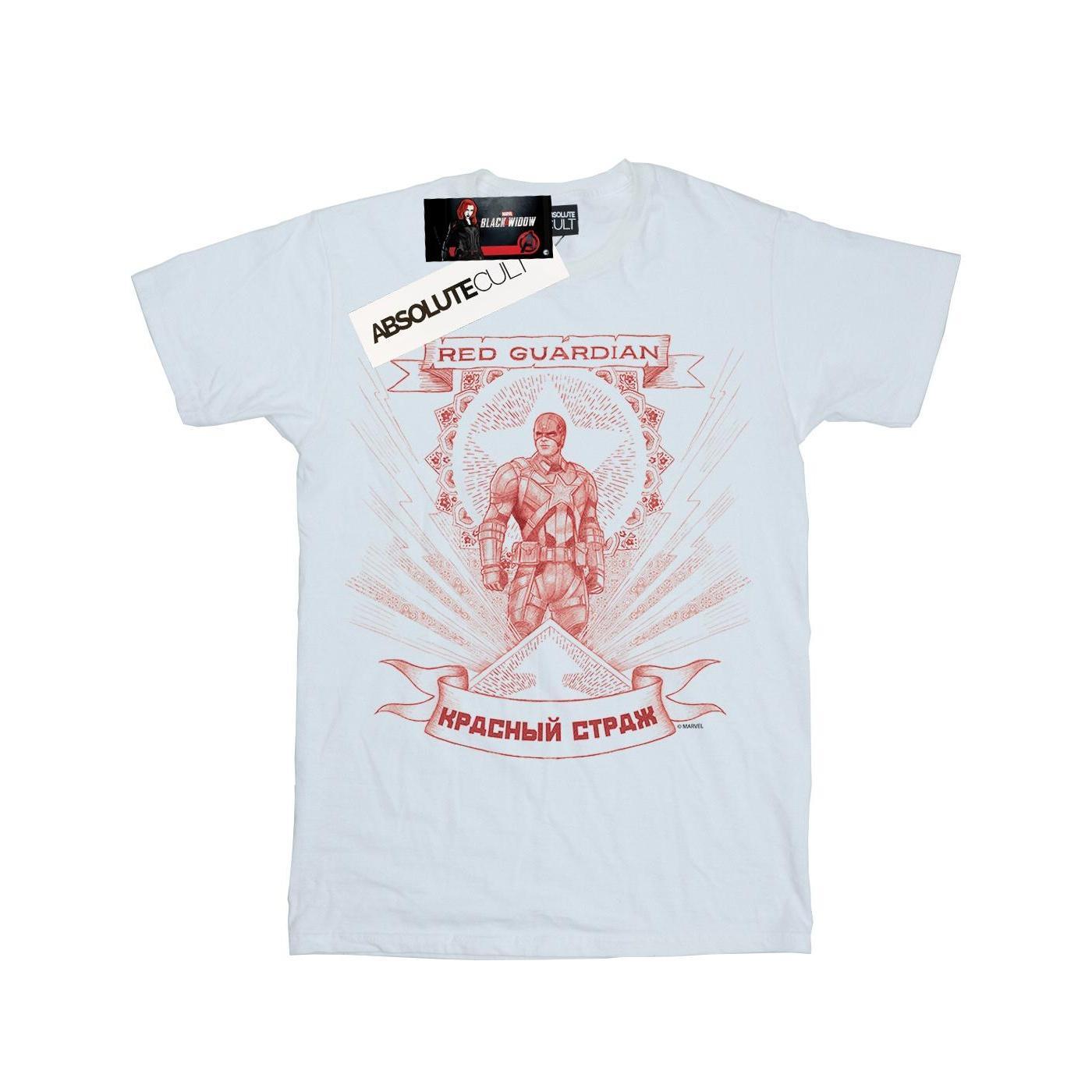 Marvel Girls Black Widow Movie Red Guardian Propaganda Cotton T-Shirt (White) (9-11 Years)