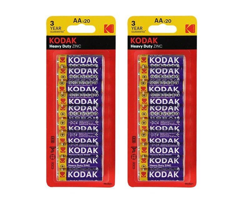 AA Kodak 40 Pack Heavy Duty Zinc 1.5V Low Drain Batteries
