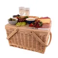 Pine Wood Table Top Insulated Picnic Basket, 4 Person (Flora)