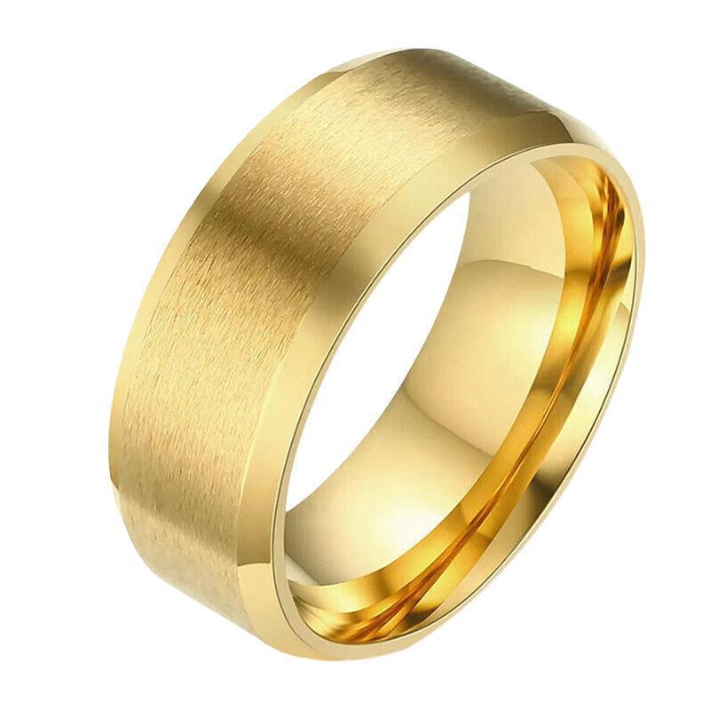 Titanium Stainless Steel 8mm Brushed Finish Wedding Band Comfort Ring Gold