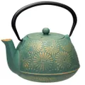 Daisy Cast Iron Teapot (Teal/Gold) - 1.2 Litre