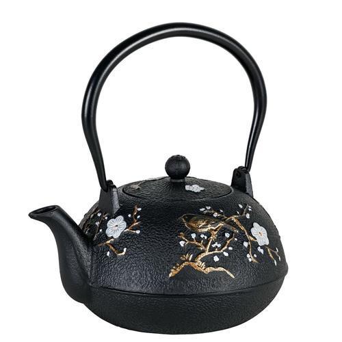 Cast Iron Cherry Blossom Teapot (Black) - 1.1 Litre