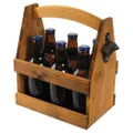 Six Bottle Wooden Carrier with Bottle Opener