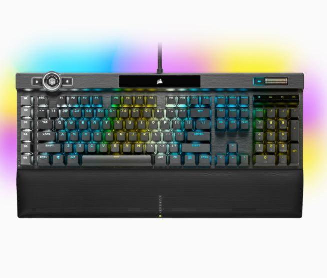 Corsair CH-912A01A-NA K100 RGB Optical-Mechanical Gaming Keyboard RGB Corsair OPX Wired: 2 xUSB 3.0 3.1 Type-A Black 1 Year Warranty