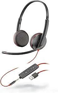 Plantronics/Poly Blackwire 3225 Headset, USB-A, Stereo, 3.5mm duo corded, Noise canceling, Dynamic EQ, SoundGuard, Intuitive call control, **PROMO**