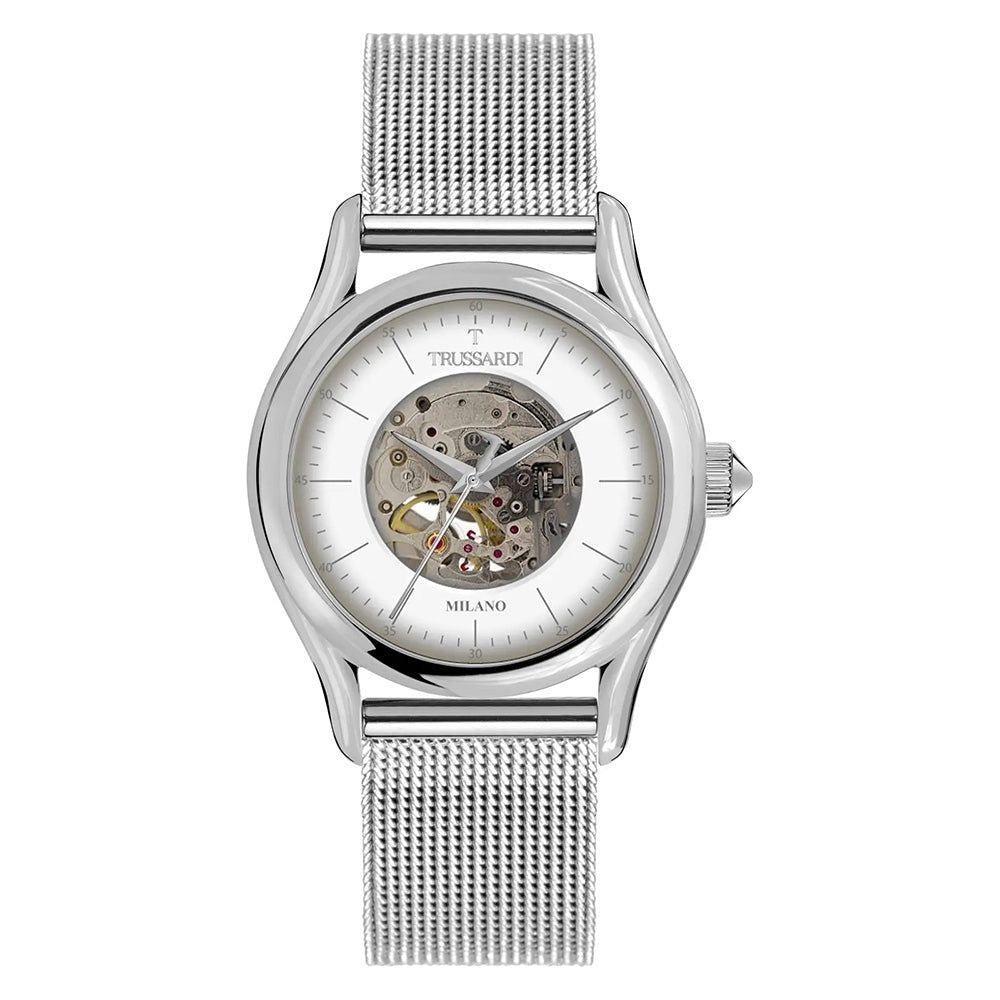 Trussardi Mod. T-LIGHT Automatic Stainless Steel Gent's Wristwatch - Model T-LIGHT, 43mm Case, Water Resistant 5 ATM, Mechanic Automatic Movement, Mesh Strap, Mineral Dial