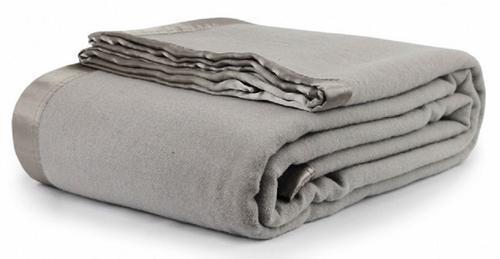 Australian Wool Blanket with Satin Trim Edge (Silver) - Queen/King