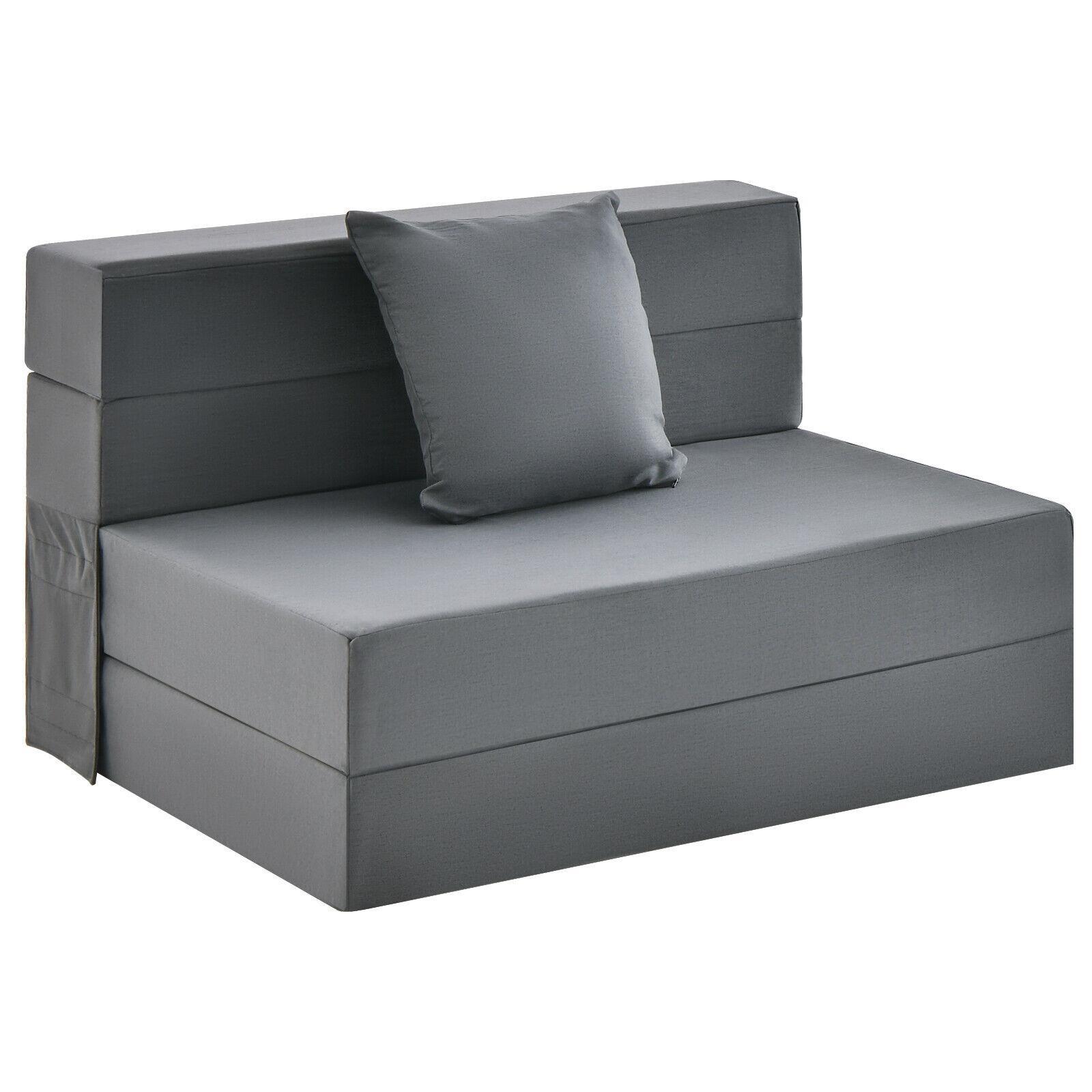 Folding Mattress w/ Pillow 15cm Tri-fold Sofa Bed w/ High-Density Foam