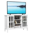 Wood TV Stand Entertainment Media Center Console for TV up to 50" White