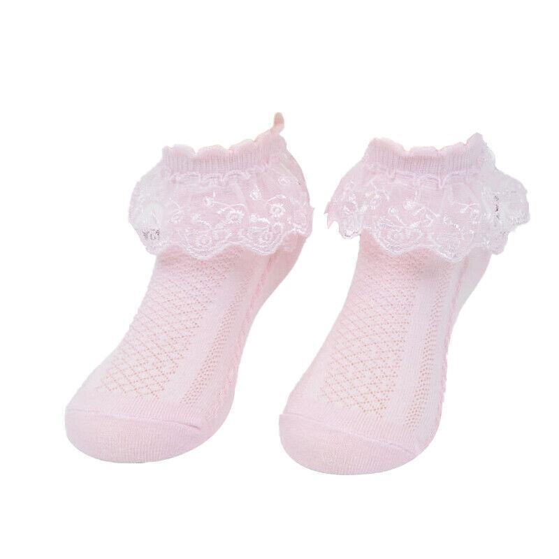 Girls Kids Lace Ruffle Ankle Short Socks Frilly Toddler Princess Socks 0-9 Yrad L Size