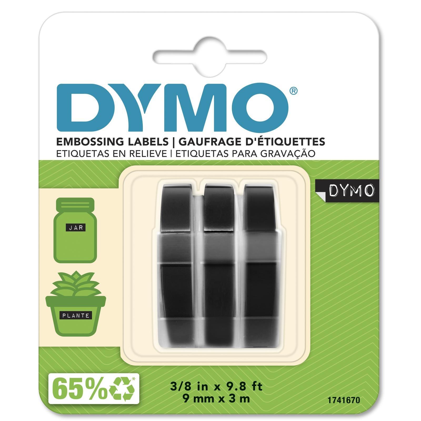 Dymo: Embossing Tape - Black (3 Pack - 9mm x 3m)