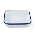 Enamel Square Dish (White/Blue) - 12x12cm