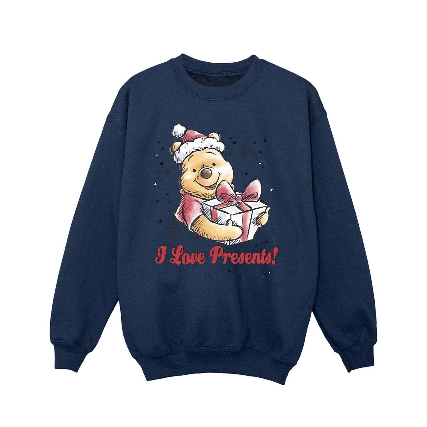 Disney Girls Winnie The Pooh Love Presents Sweatshirt (Navy Blue) (5-6 Years)