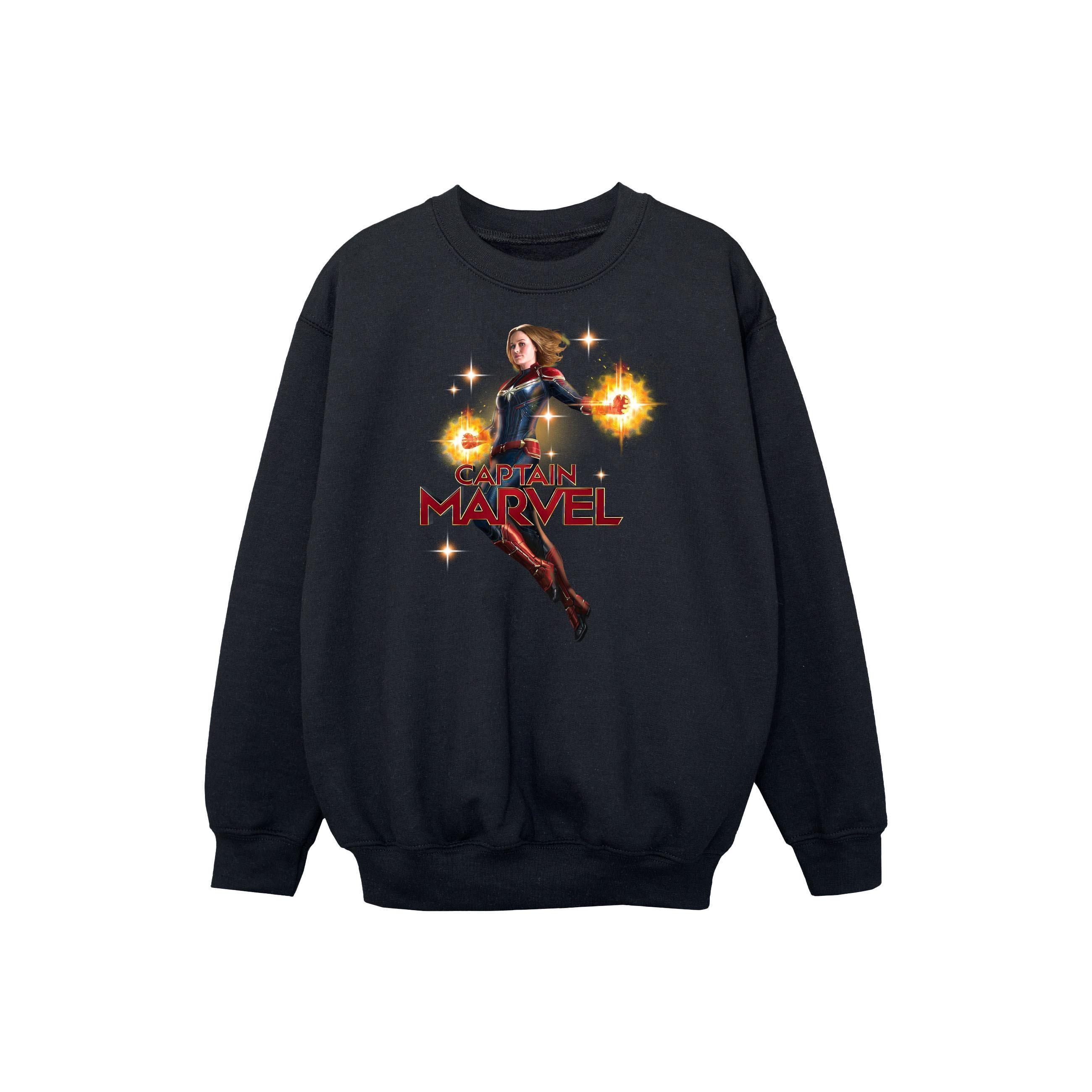 Marvel Girls Captain Marvel Carol Danvers Sweatshirt (Black) (12-13 Years)