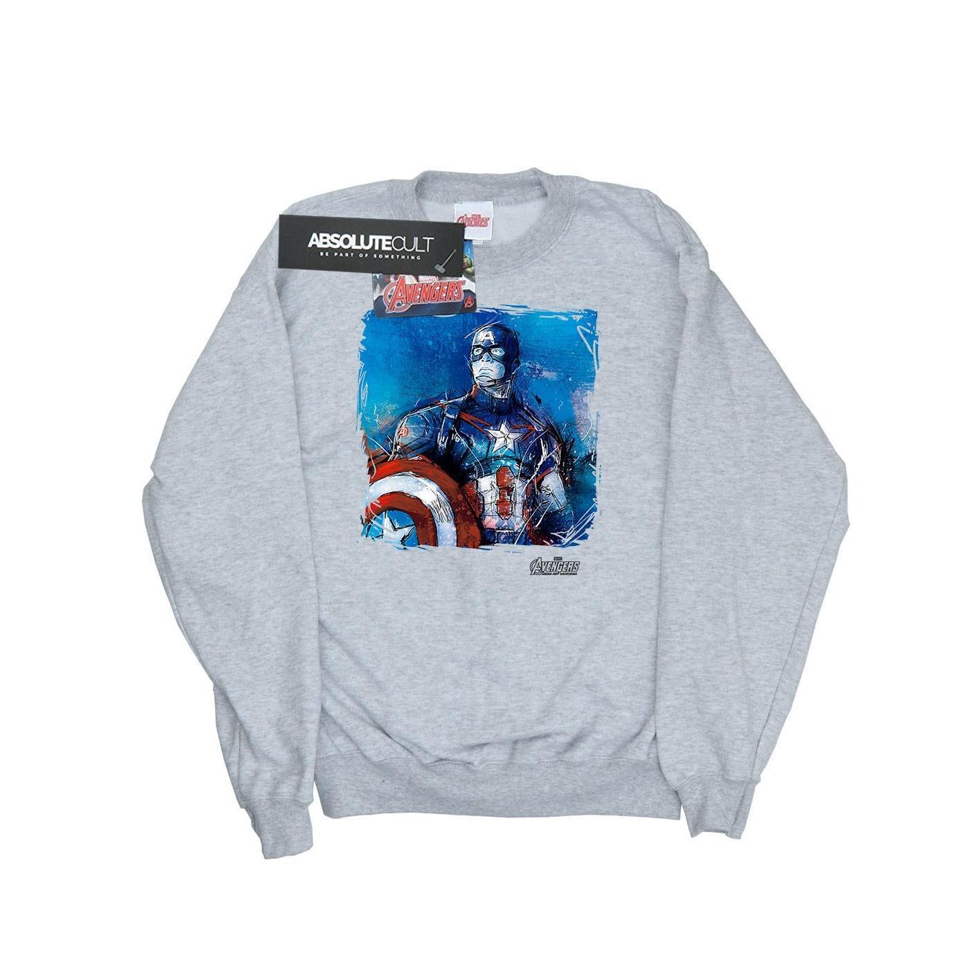Marvel Girls Captain America Art Sweatshirt (Sports Grey) (5-6 Years)