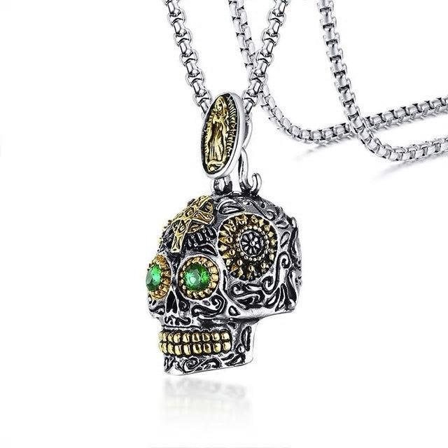 Eclectic Collection Unisex Stainless Steel Mexican Sugar Skull Necklace