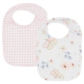 Baby Bibs Set, 2 Pack (Butterfly/Blush Gingham)