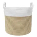 100% Cotton Rope Hamper (White/Natural) - Medium
