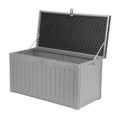 Gardeon 190L Outdoor Storage Box Bench Lockable Garden Deck Tool Sheds Black And Grey