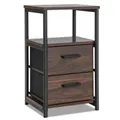 Nightstand Bedside End Table with 2 Fabric Drawers Storage Shelf for living room