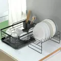 2-Tier Dish Rack Dish Drainer Dish Drying Rack with Drain Board Design Anti-Rust