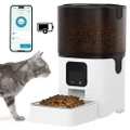 Automatic Cat Feeder, 6L Timed Pet Feeder Dry Food Dispenser for Cats & Dogs with WiFi App Control, Dual Power Supply & Stainless Steel Bowl