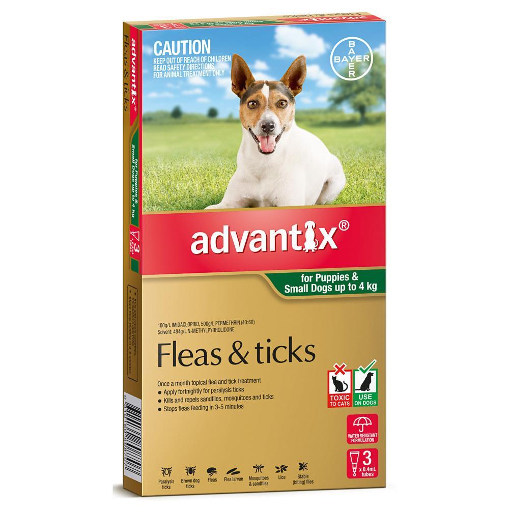 Advantix Fleas, Ticks & Biting Insects for Puppies & Small Dogs Up To 4kg - 3 Pack