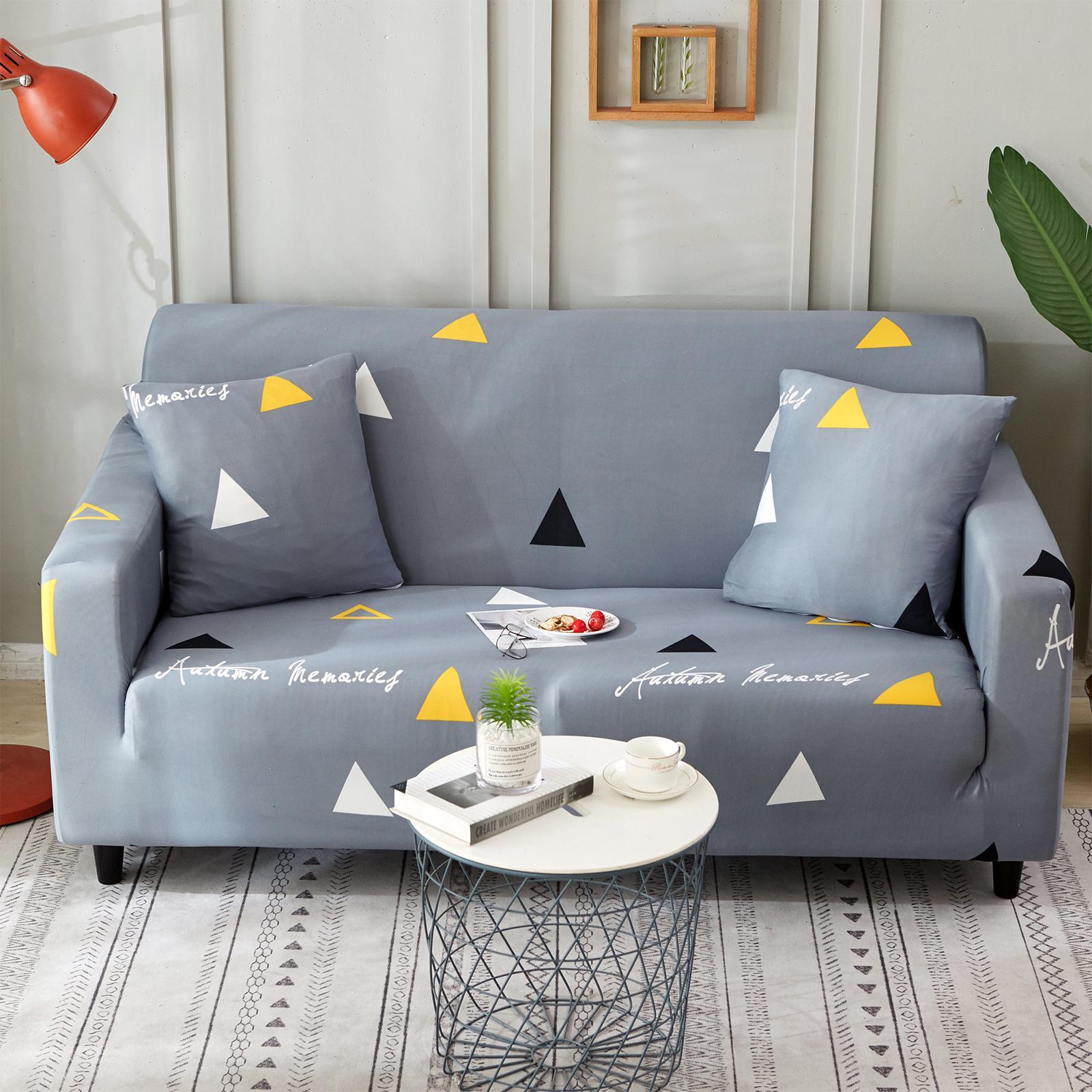 Advwin 1 Seater Stretch Sofa Cover Soft (Grey Geometric)