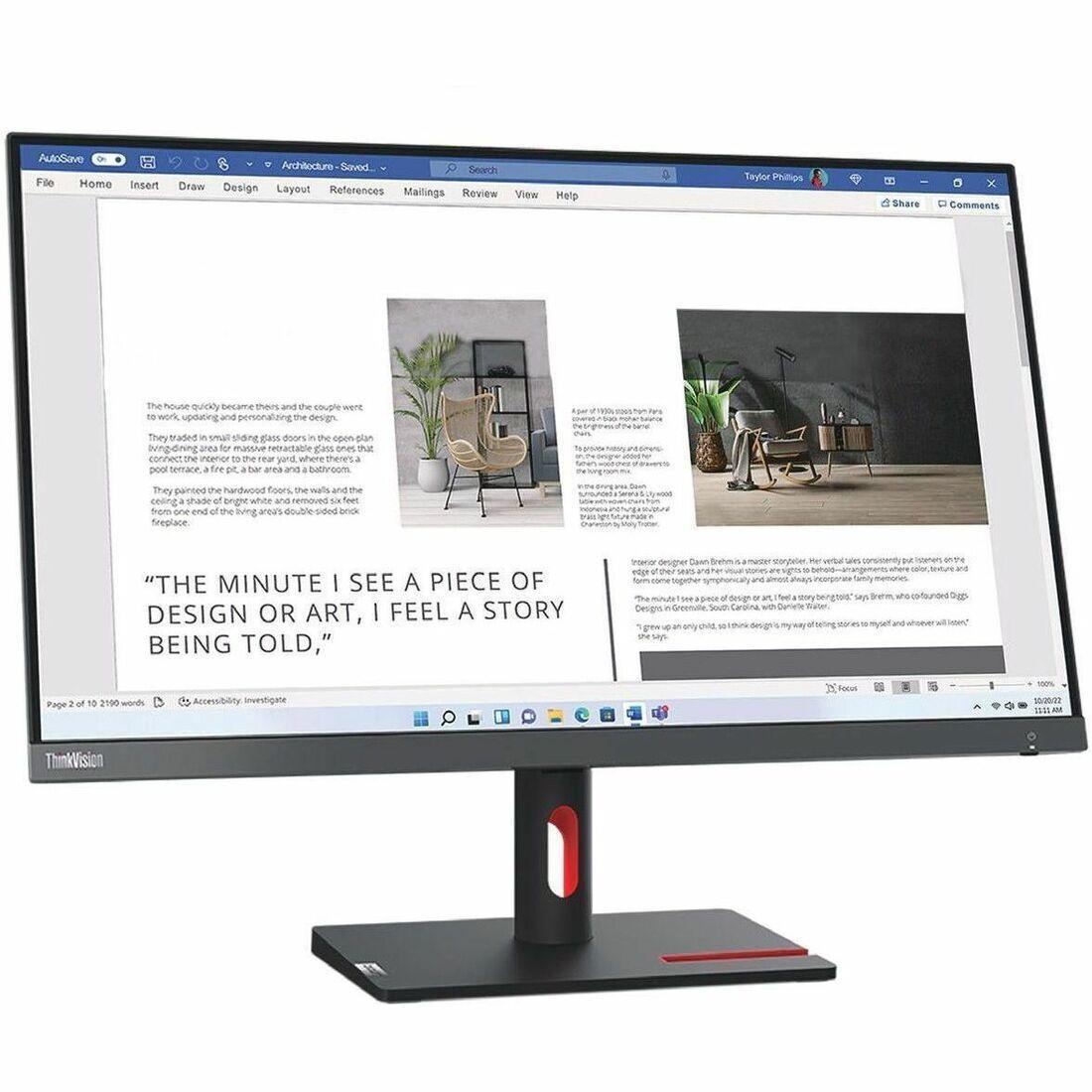 Lenovo ThinkVision S27i-30 27" Class Full HD LED Monitor - 16:9 - Storm Grey - 27" Viewable - In-plane Switching (IPS) Technology - WLED Backlight -