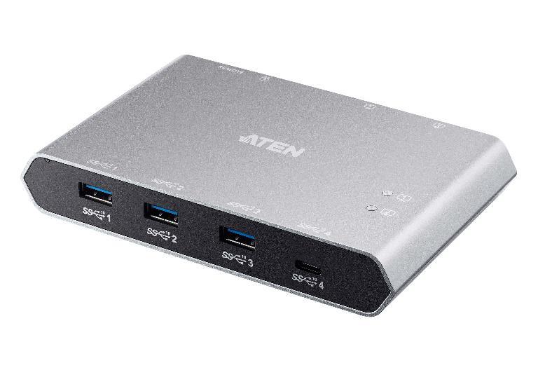 Aten Sharing Switch Gen2 2x4 USB-C, 2x PC, 4x USB 3.2 Gen2 Ports 1x USB-C, Power Passthrough, OSX & Windows Compatible, Plug and Play