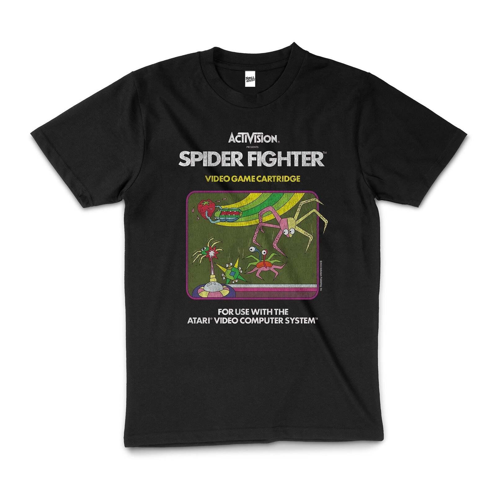 Activision 80s Game Spider Fighter Alien Cotton T-Shirt Unisex Tee Black