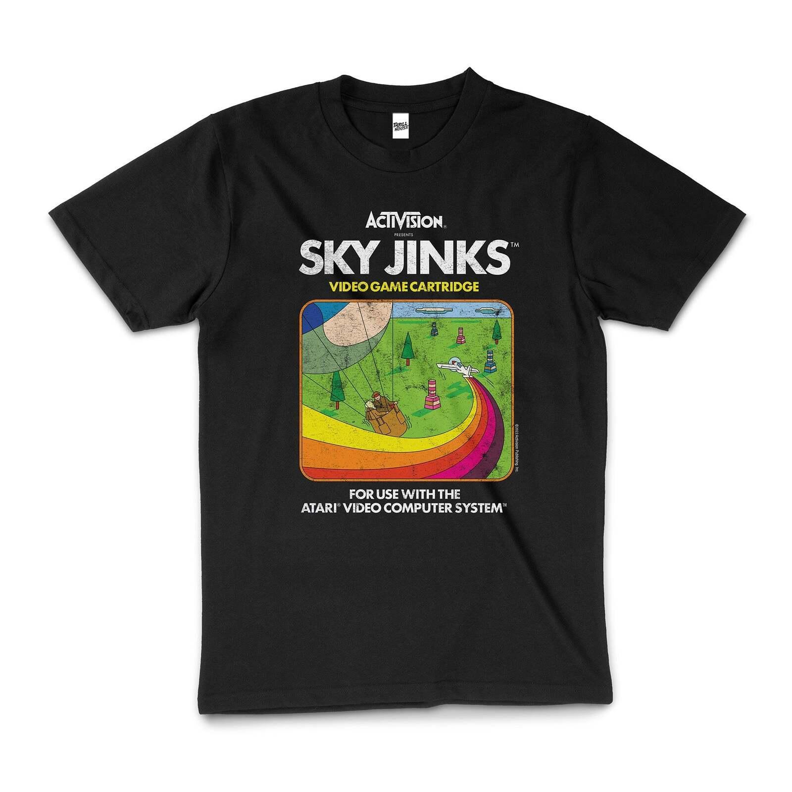 Activision 80s Nerd Geek Gamer Sky Jinks Cotton T-Shirt Unisex Tee Black