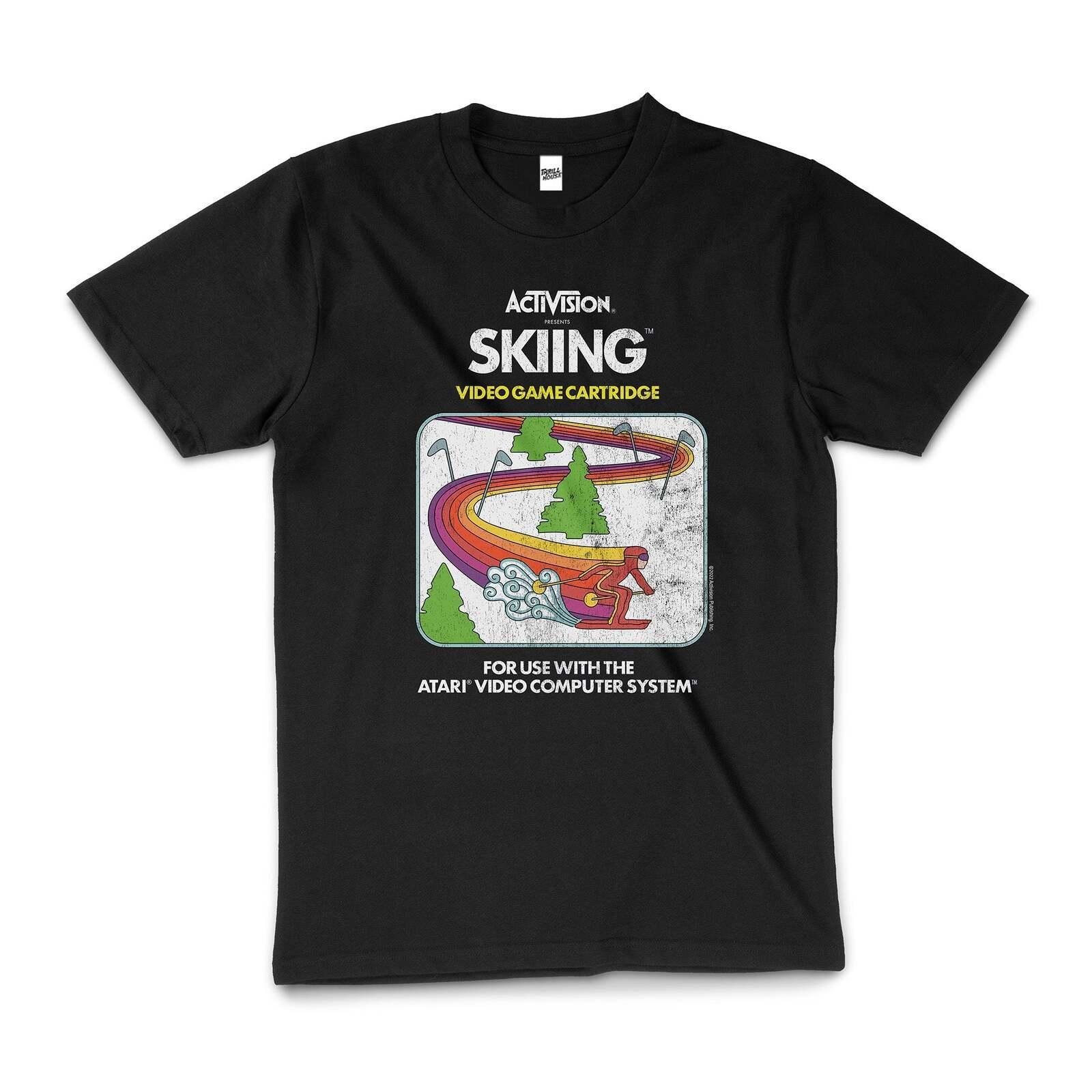 Activision 80s Skiing Sport Snow Gamer Cotton T-Shirt Unisex Tee Black