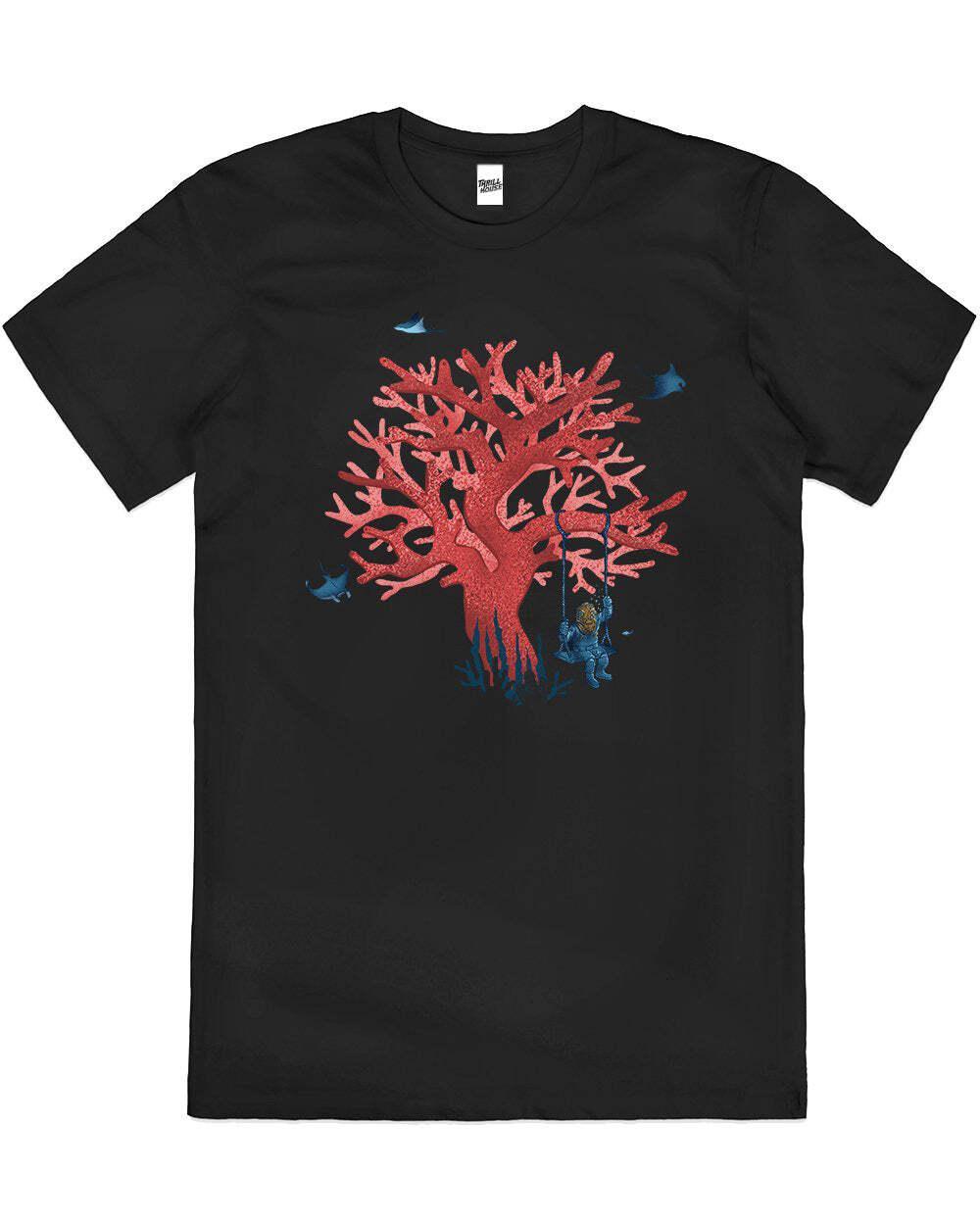 Coral Swing Nature Reef Ocean Diver Fish Cotton T-Shirt Unisex Tee Black