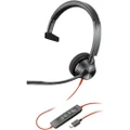 Poly Blackwire BW3310-M USB-C Wired Over-the-head Mono Headset - Monaural - Supra-aural - 32 Ohm - 20 Hz to 20 kHz - Noise Cancelling Microphone - C