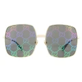 Gucci Sunglasses GG0414S 003 Gold Grey with Multicolour Gradient Mirror