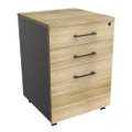 Xavier 3-Drawer Mobile Pedestal Storage Filing Cabinet - Oak & Ironstone