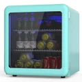ADVWIN Mini Bar Fridge Cooler Blue Retro Fridge, Portable Beverage Refrigerator Glass Door for Beer Soda or Wine, 46 Liter