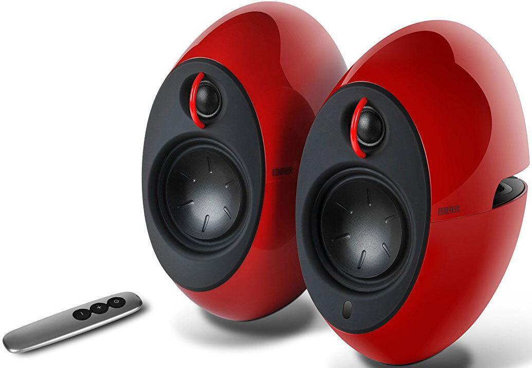 Edifier E25HD LUNA HD Bluetooth Speakers Red - BT 4.0 3.5mm AUX Optical DSP 74W Speakers Curved design Dual 2x3 Passive Bass Wireless Remote