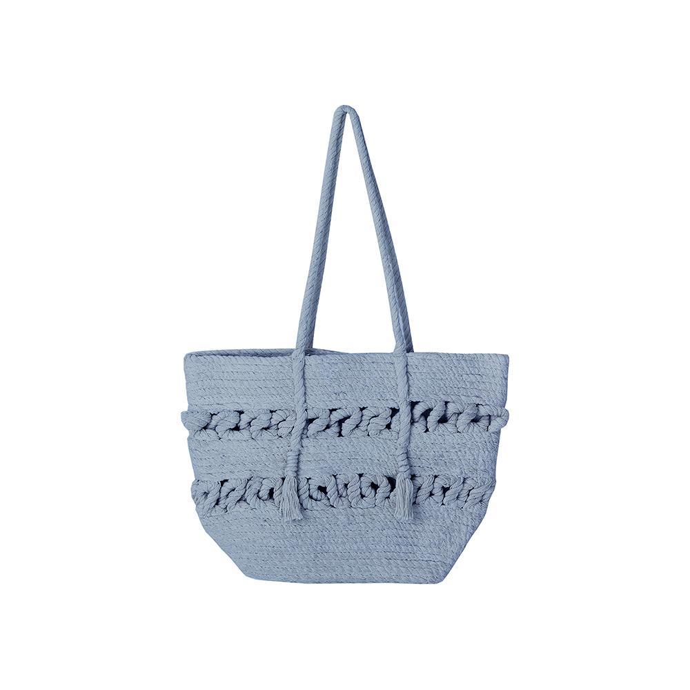 Bambury Ultra soft Moby Tote Shopping/Carry Bag 50x35cm Blue Cotton Knitted