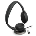 Jabra Evolve2 65 Flex UC Stereo Bluetooth Headset, Link380a USB-A Dongle Wireless Charging Stand Included, Foldable Design, 2Yr Warranty 26699-989-989
