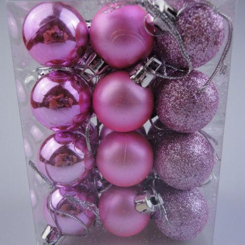GoodGoods Glitter Christmas Balls Christmas Decor 24/48Pcs Baubles Xmas Tree Hanging Gift (Pink)