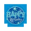 Pioneer Europe Sparkle Happy Birthday Disposable Plates (Pack of 8) (Blue) (One Size)